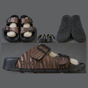 Men's Brown Leather Sandals with Adjustable Straps